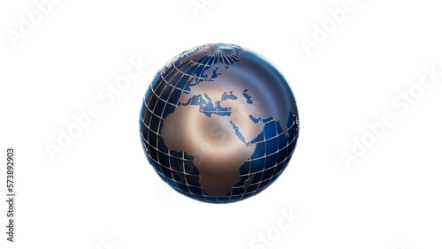 Earth model glowing in blue