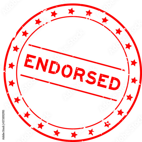 Grunge red endorsed word round rubber seal stamp on white background