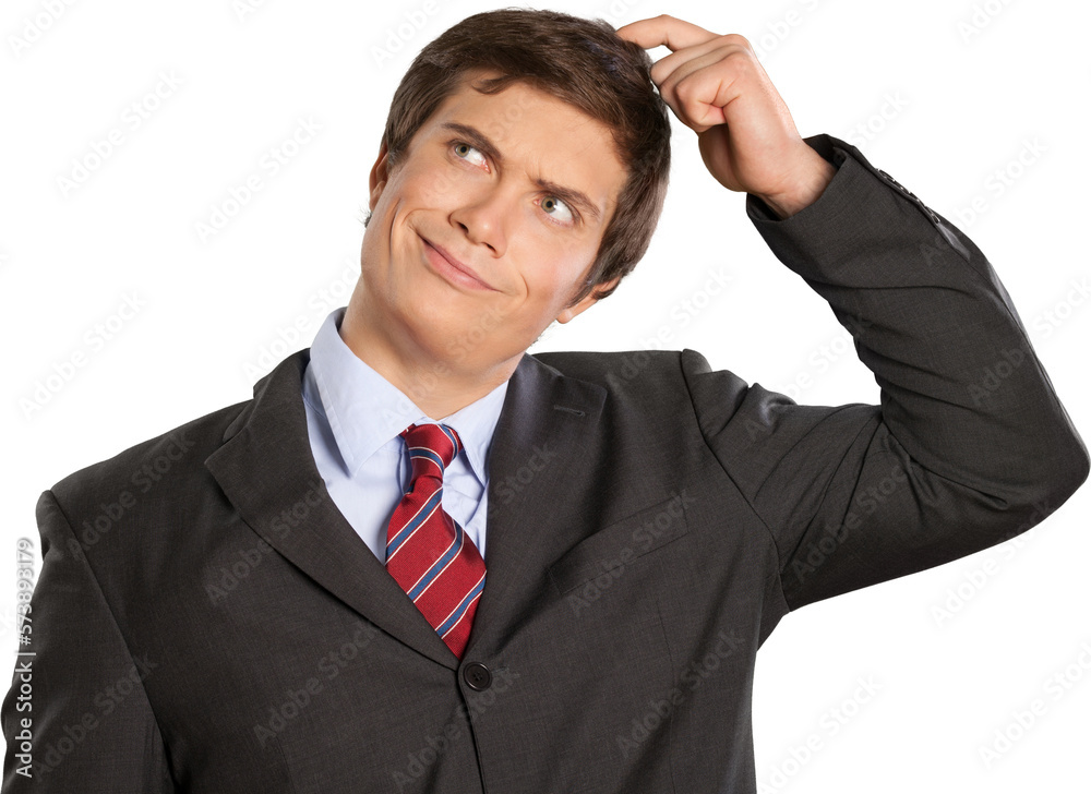 Thinking Businessman Scratching his Head - Isolated Thinking Businessman Scratching his Head - Isolated
