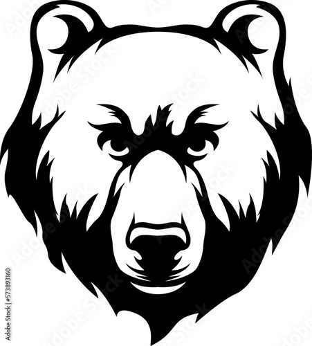Head of bear. Abstract character illustration. Graphic logo design template for emblem. Image of portrait.