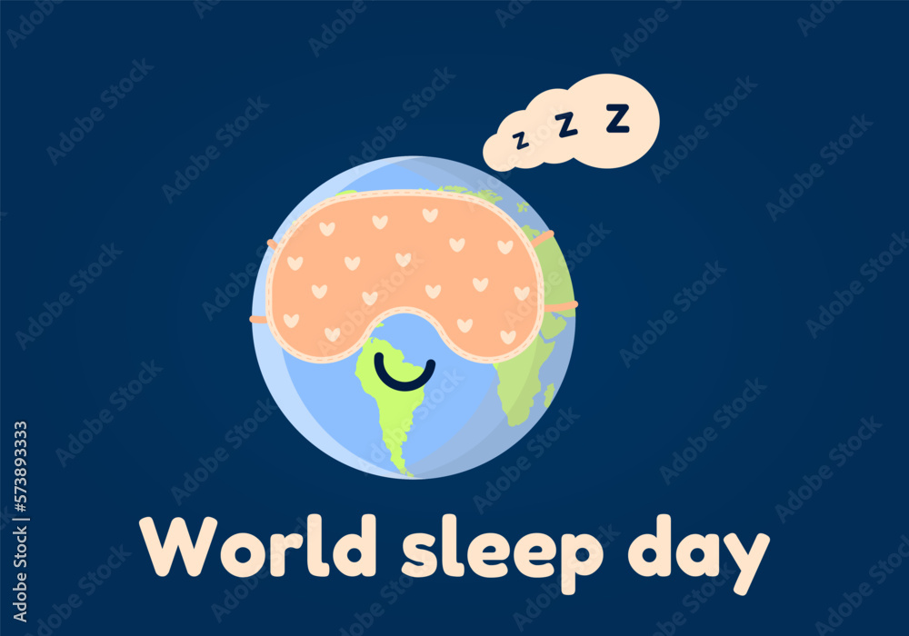 World Sleep Day Vector Design Illustration. Horizontal bright poster for World Sleep Day. Sleeping icons of the planet Earth. Vector illustration World Sleep Day Vector Design Illustration. Horizontal bright poster for World Sleep Day. Sleeping icons of the planet Earth. Vector illustration