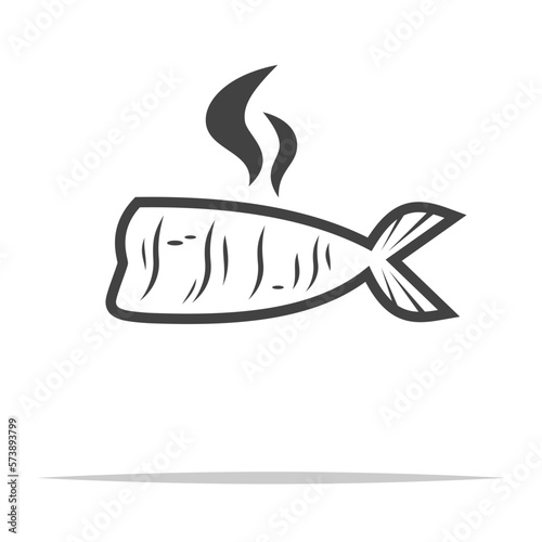 Smoked fish meat icon transparent vector isolated