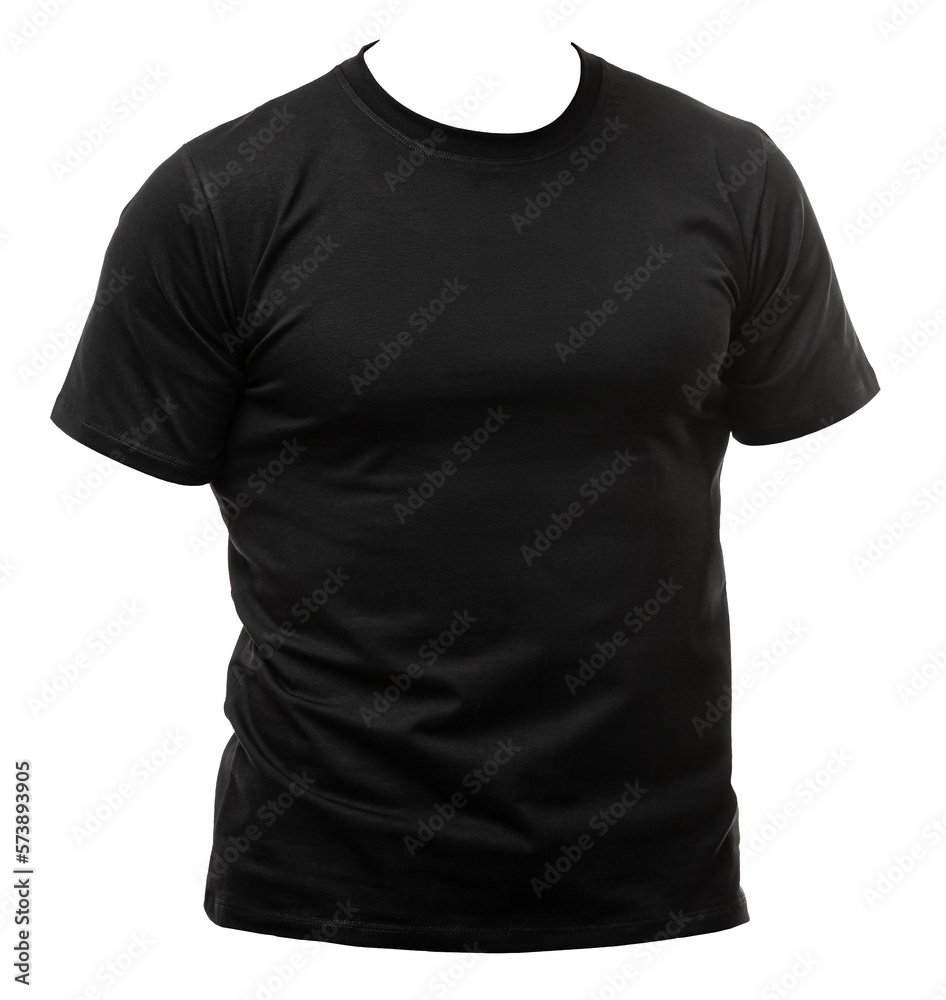 Black plain shortsleeve cotton T-Shirt on a mannequin isolated on a white background Black plain shortsleeve cotton T-Shirt on a mannequin isolated on a white background