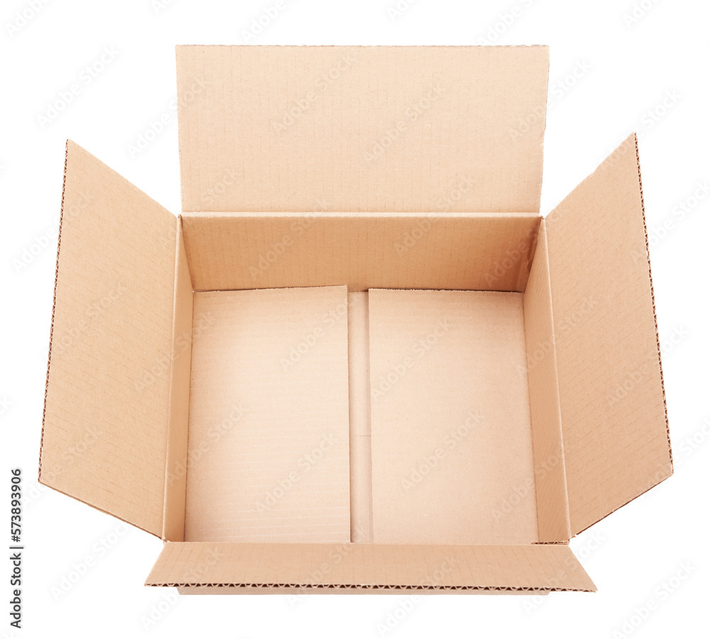 Open empty cardboard box isolated on white background Open empty cardboard box isolated on white background