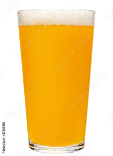 Canvas Print Full shaker pint glass of hazy New England IPA (NEIPA) pale ale beer isolated on