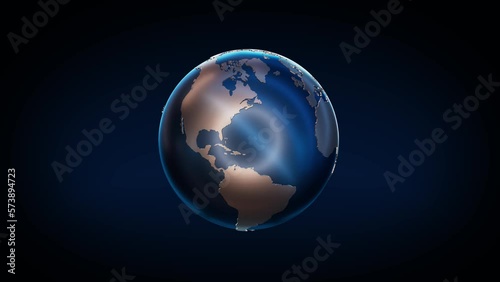Rotating and glowing in blue earth model