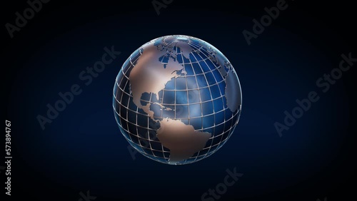 Rotating and glowing in blue earth model