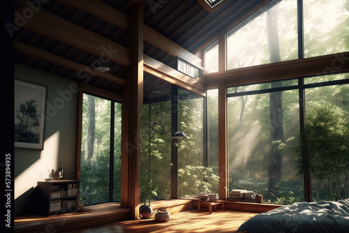 Eco-Friendly Living: A Room with Natural Light and Sustainable Furnishings. Generative AI