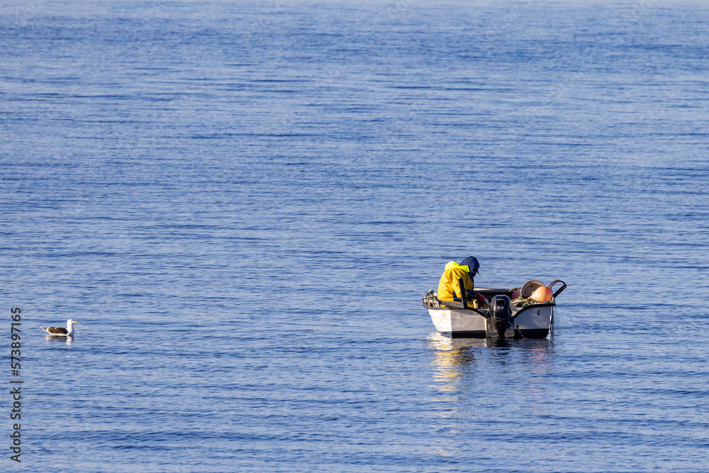 Hobby fisherman on Tilremsjøen, Helgeland coast, Norway