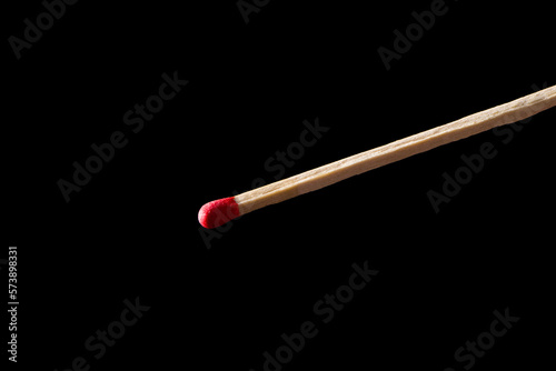 wooden match isolated on black background