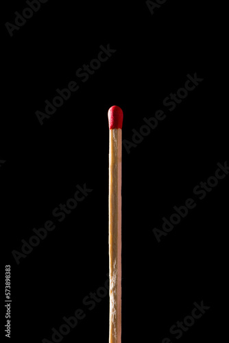wooden match isolated on black background