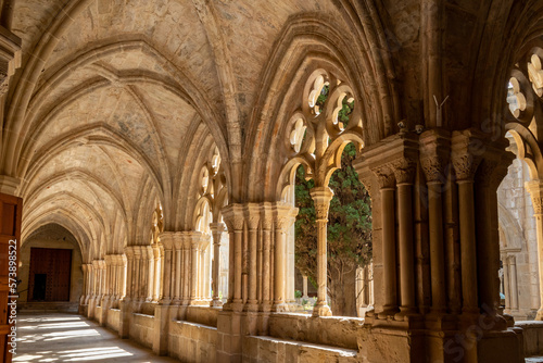 Beautiful cloister of the Poblet Monastery. Tarragona, Spain photo