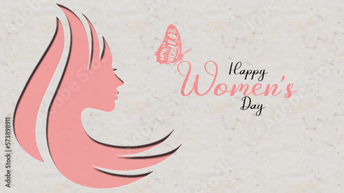 Happy International Women's day with face of a women and butterfly