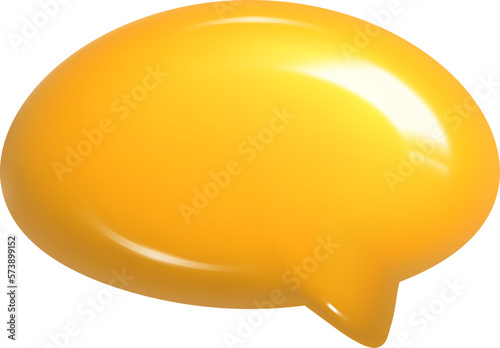 3d illustration of round yellow realistic speech bubble icon chat. Mesh vector talking cloud. Glossy chat high quality. Shiny cloud foam speak text, chatting box, message box dialogue social media