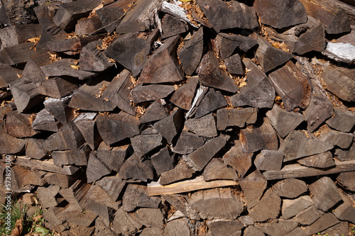 A pile of chopped wood for the stove