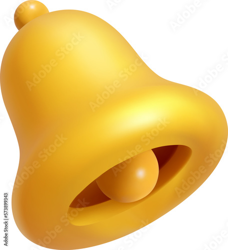 3d notification yellow bell icon isolated on white background for social media reminder. Realistic vector mesh icon