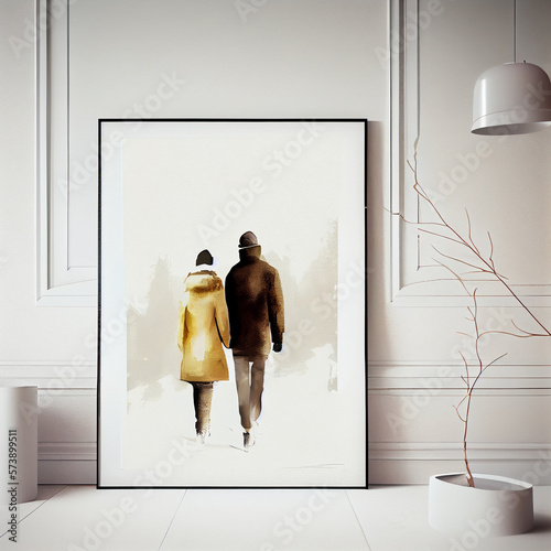 Minimalist Drawings couple illustrations. Generative AI