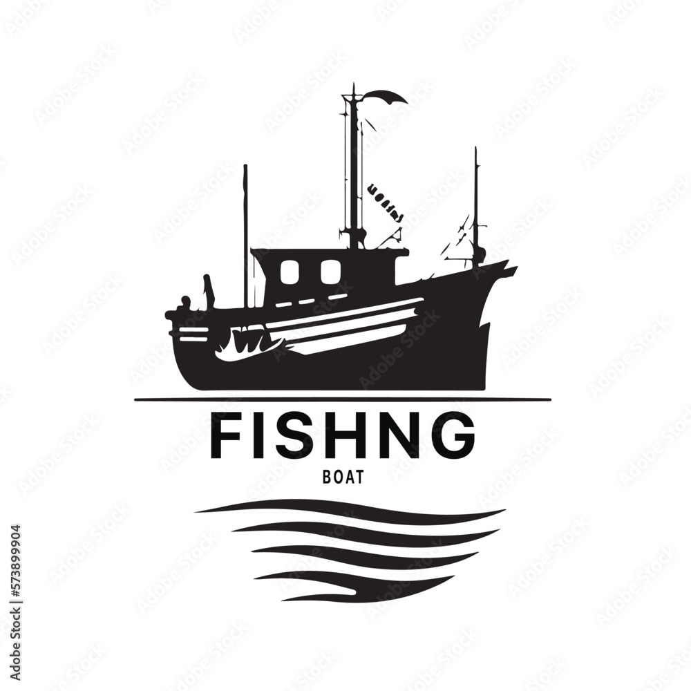 Fishing boat logo design image for Sea transportation and barge boat logo vector