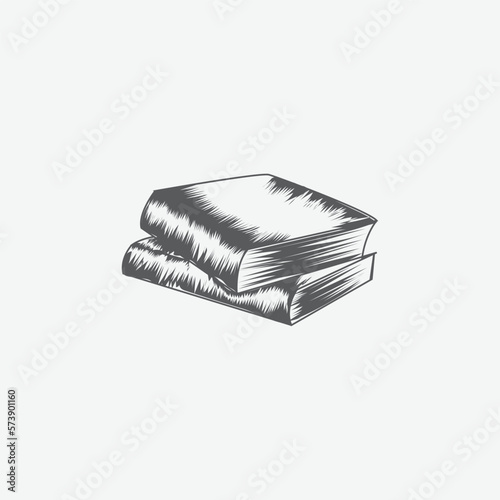 Black and white vector book art 