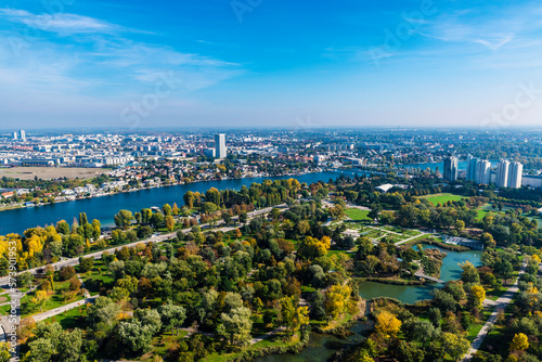 High view of the city of Vienna, Austria