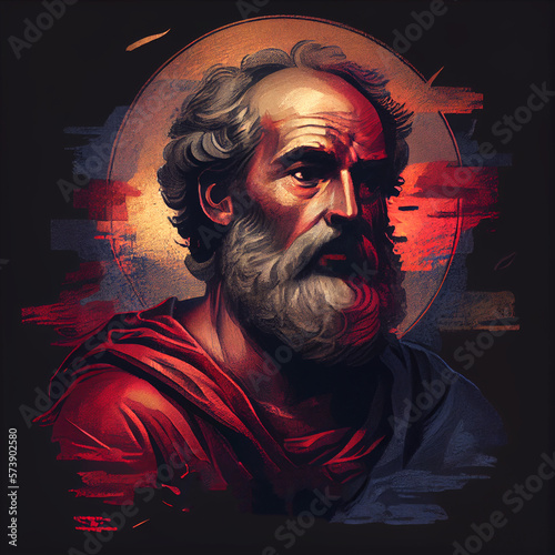 Saint Paul Apostle Portrait. Color Illustration. Generative Ai. photo