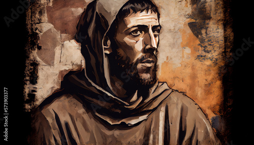 Fotografia, Obraz St Saint Francis of Assisi art painting illustration