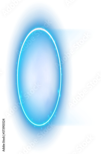 Blue Magic Portal. Futuristic neon tunnel, glowing led teleport. 