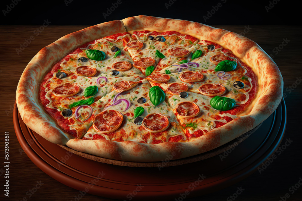 Traditional Italian homemade pizza fresh from the oven. Generative AI Traditional Italian homemade pizza fresh from the oven. Generative AI