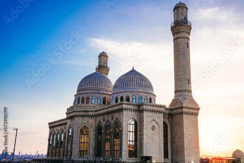 View of the Shiite  Bibi-Heybat Mosque at dawn  Baku, Azerbaijan. photo