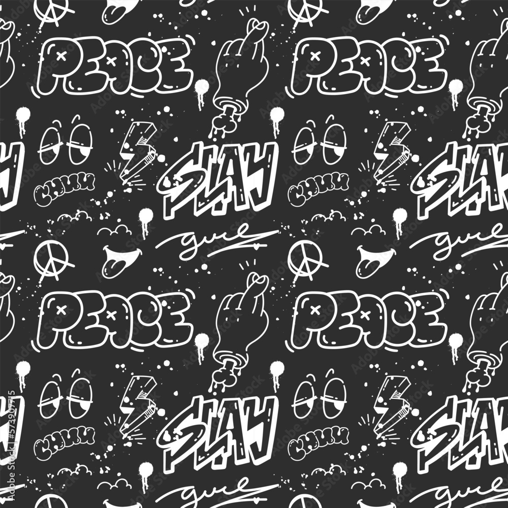 Grunge Graffiti Art Seamless Pattern