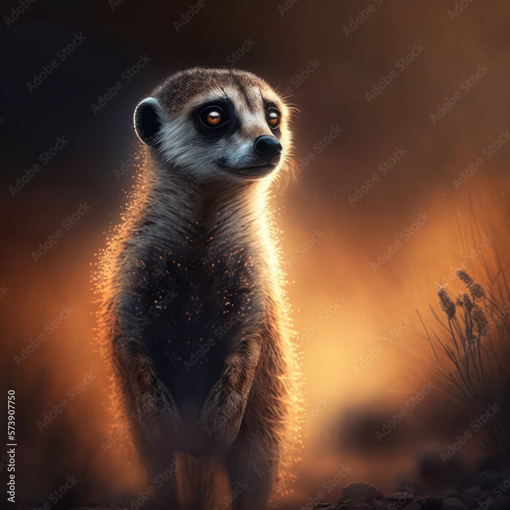 Fototapeta premium cute meerkat in africa desert. generative ai