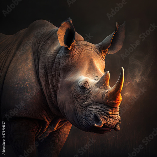 large rhino closeup portrait. generative ai