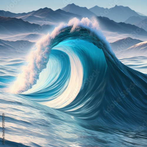 the wave of the sea - Waves abstract background -  blue abstract - Generative AI © Magic