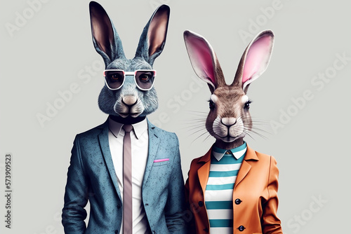 vector de casal fashion de coelhos  photo