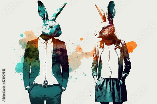 vector de casal fashion de coelhos  photo