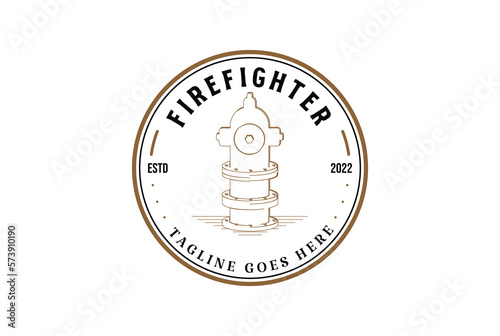 Vintage Fire Hydrant Badge Emblem Label Logo Design