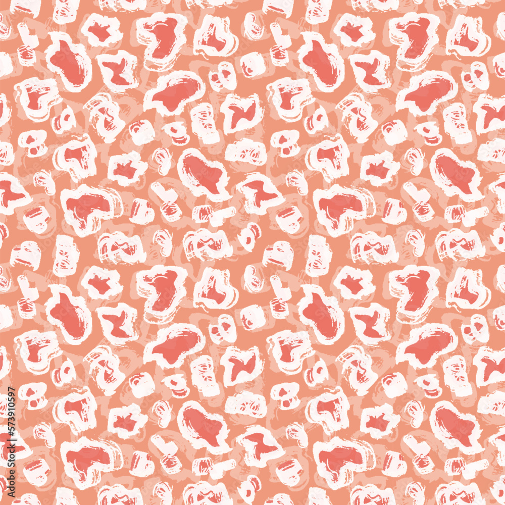 Vector Leopard Seamless Pattern. Spotted Pink background. Animal skin print. Grunge brush strokes Spots