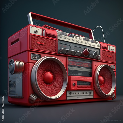 A red ghetto blaster photo