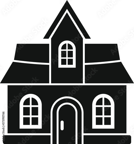 Pumpkin creepy house icon simple vector. Spooky ghost. Fear mansion