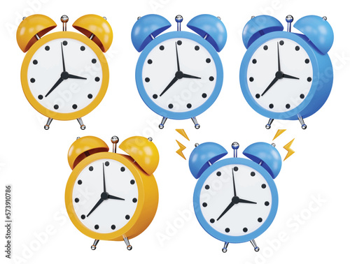 Alarm Clock Set 3d Vector Icon