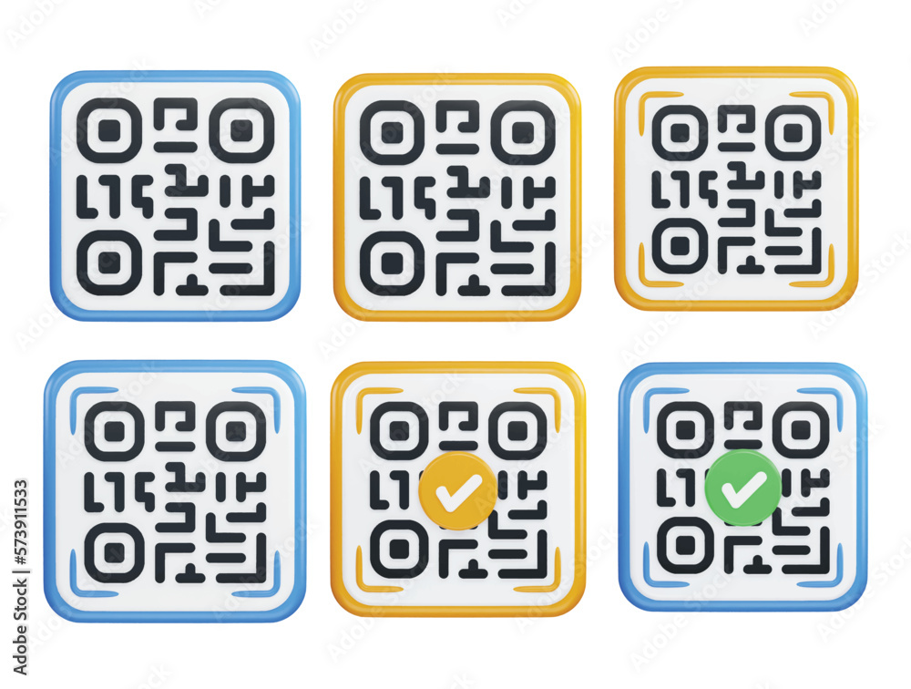QR Code Set 3d Vector Icon Illustration QR Code Set 3d Vector Icon Illustration