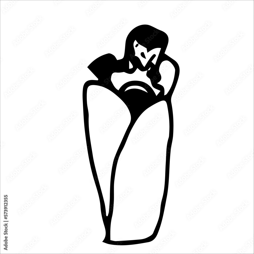 Vector illustration of shawarma on a white