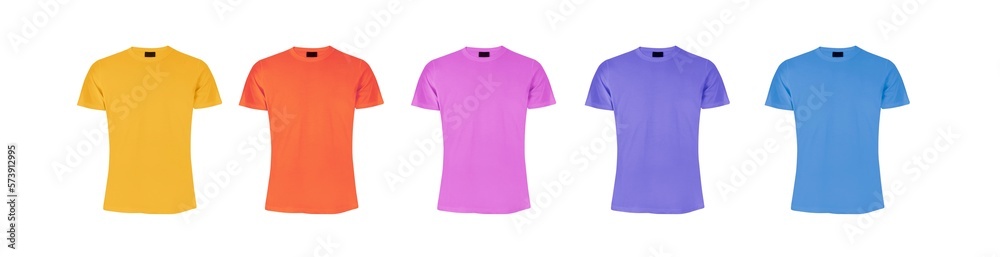 Yellow, blue, red, violet shirt. Color t shirt collection. Product isolated on transparent background. Precision cut and flawless finish make it easy to incorporate the image into your projects Yellow, blue, red, violet shirt. Color t shirt collection. Product isolated on transparent background. Precision cut and flawless finish make it easy to incorporate the image into your projects