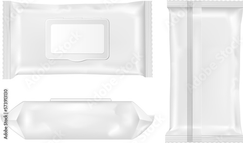 White wet wipes package with flap