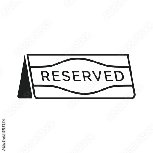 Reserved sign on folded paper. Hotel, restaurant booking pictogram.
