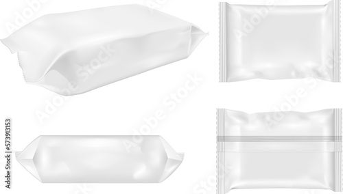White package for snacks, food, chips, cheese and spices