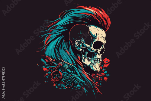 Vector skull born to ride art for t-shirt and other