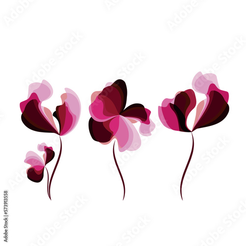Modern floral set dedicated to textile fabric or wallpaper, cards, invitations, decorative paper or mockup