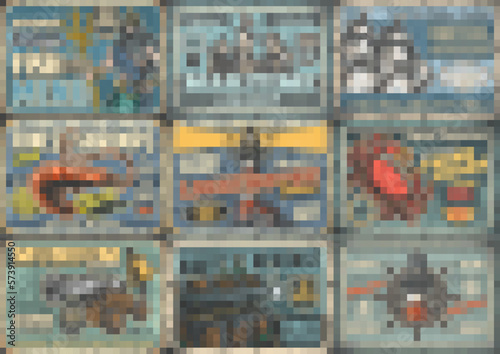 Ocean travel flyers colorful set
