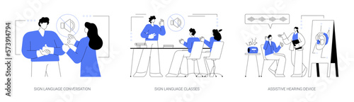 Disability communication abstract concept vector illustrations.